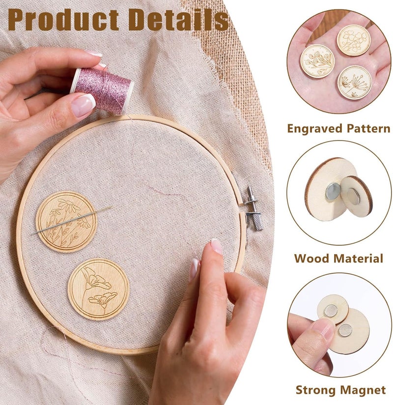 TXIN 6 Pieces Magnetic Needle Minder Holder Magnet Needle Nanny Keeper Flower Patterned Needleminder for Cross Stitch Embroidery Sewing Needlework Supplies - Image 3